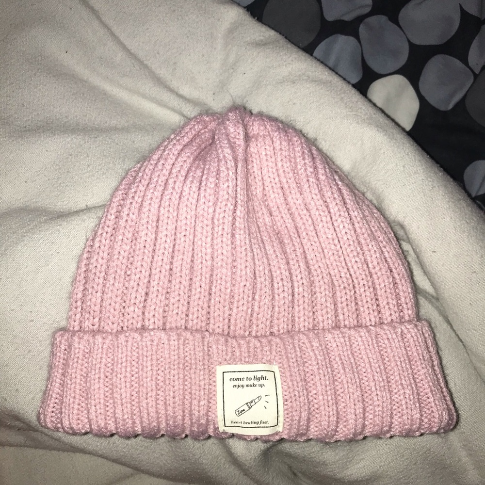 Pink stretchy beanie